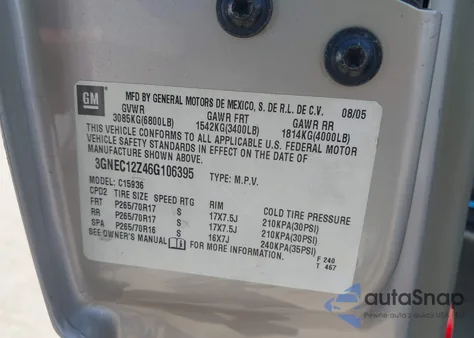 2006 Chevrolet Avalanche 1500 Z66 from USA, damaged, VIN 3GNEC12Z46G106395